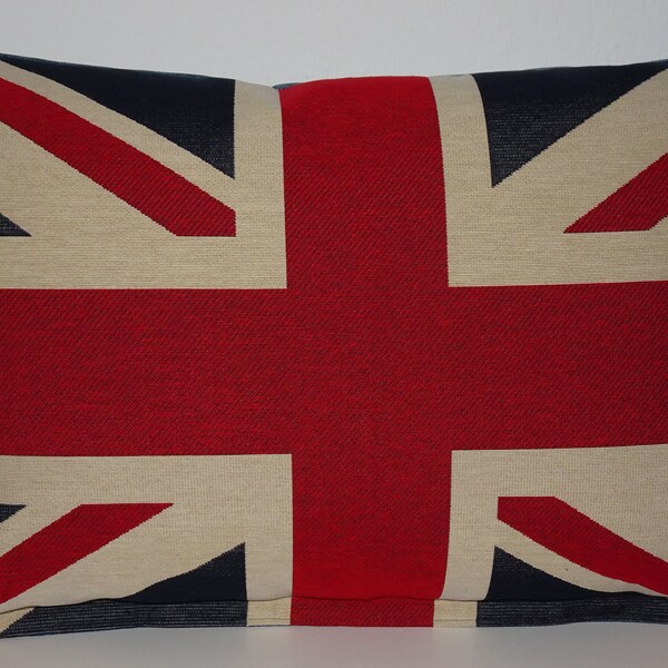 Große Zierkissenhülle Union Jack Flagge England Kissen Hülle Gobelinstoff und Jeansstoff Great Britain London Kissenhülle chillen Queen King