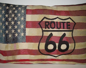 Route 66 large USA decorative pillow Stars and stripes America