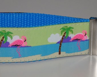 Schlüsselband Anhänger Wolke Flamingo Palmen Meer pink blau weiß Glücksbringer Freundschaft Kalifornien Strand Meer Geschenk für Dich Urlaub