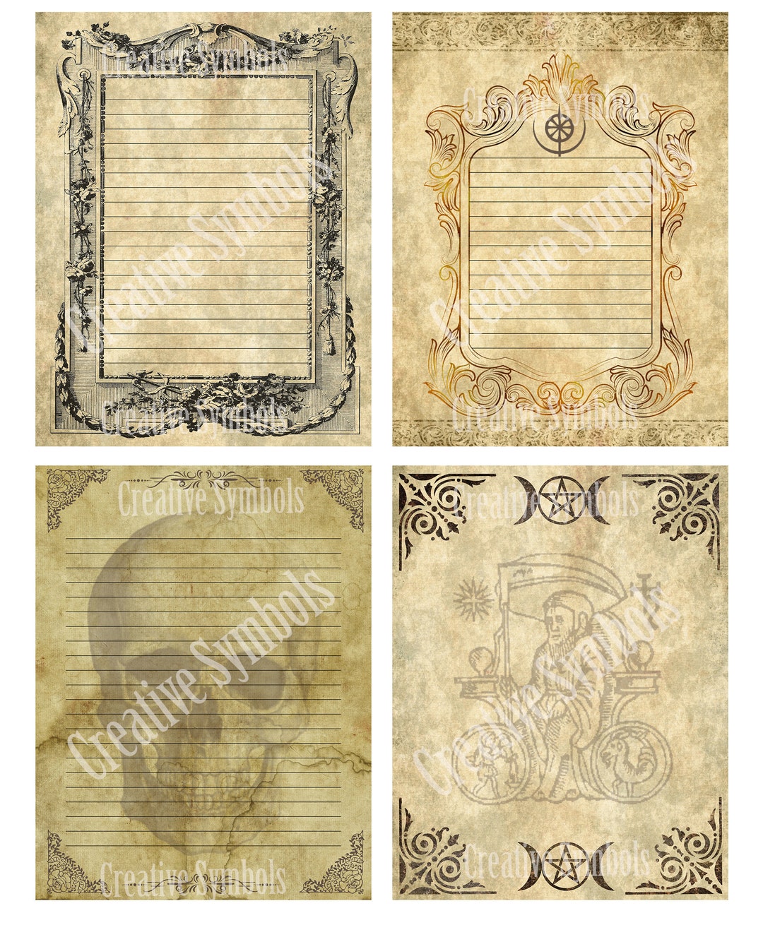 Book of Shadows Printable Handmade Pages Pack TWO Etsy Book of Shadows Printable Handmade Pages Pack TWO Etsy