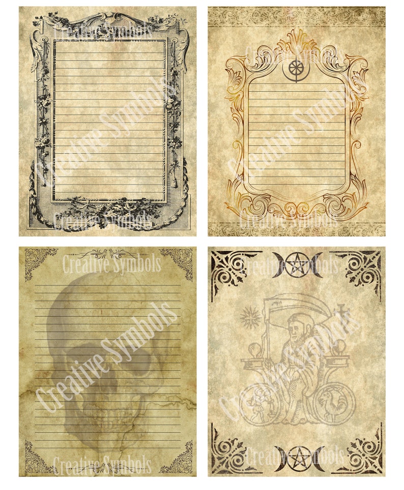 Book of Shadows Printable Handmade Pages Pack TWO | Etsy