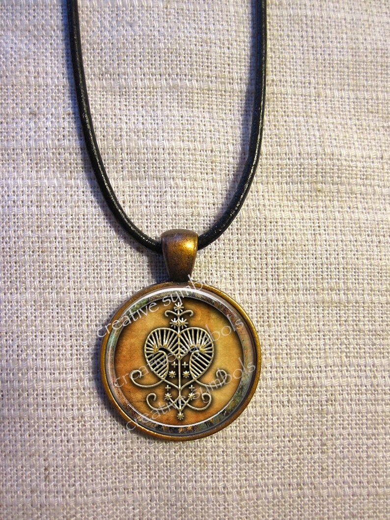 Bronze Ezili Freda Necklace - Voodoo Veve Pendant Vodoun Lwa Talisman Loa Amulet