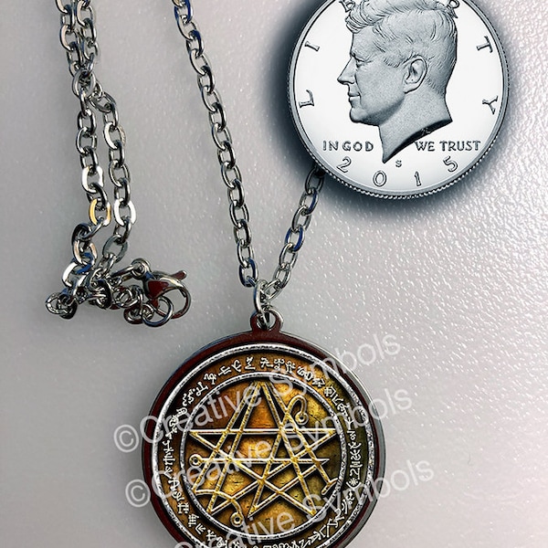 Sigil of the Gateway Large Pendant with 50 names of Marduk in Stainless Steel Waterproof