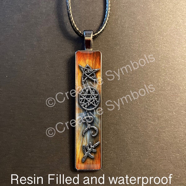 Necronomicon sigil of the gateway Resin filled Pendant waterproof with cord