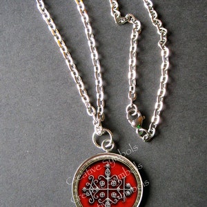 Papa Legba Red Pendant set in Stainless Steel with Stainless 24 inch chain