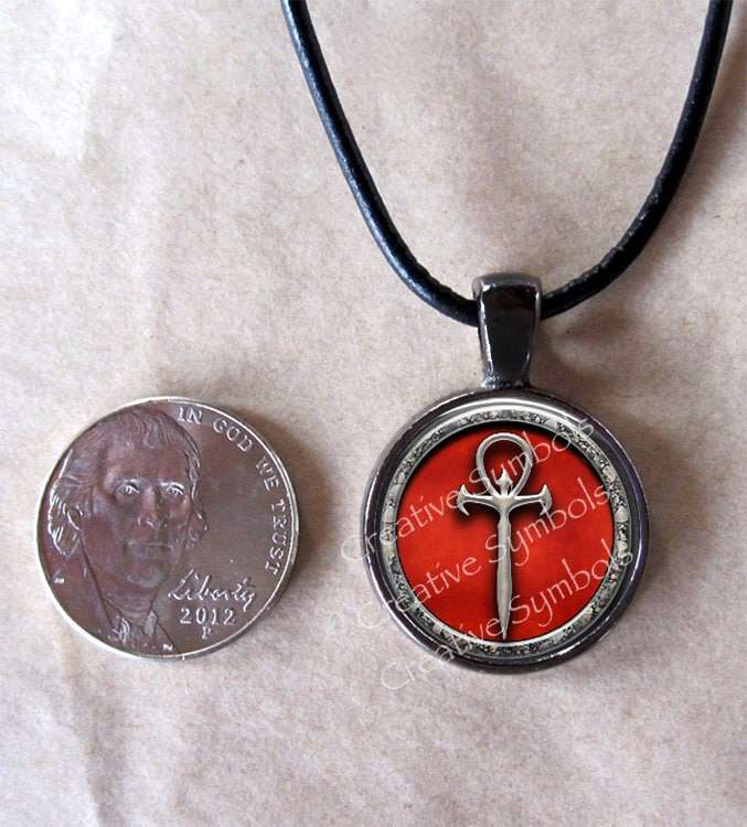 Ankh Vampire Vampyre Symbol Petite Pendant in Black With Leather