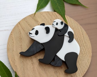 PRE ORDER Brooch Panda Mum, bear, acrylic, laser cut, bear, mothers day, gift, plastic brooch, handmade