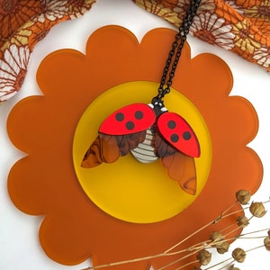 3 Colours PRE ORDER Ladybird Pendant, red ladybug, insect, beetle, laser cut, gift image 9