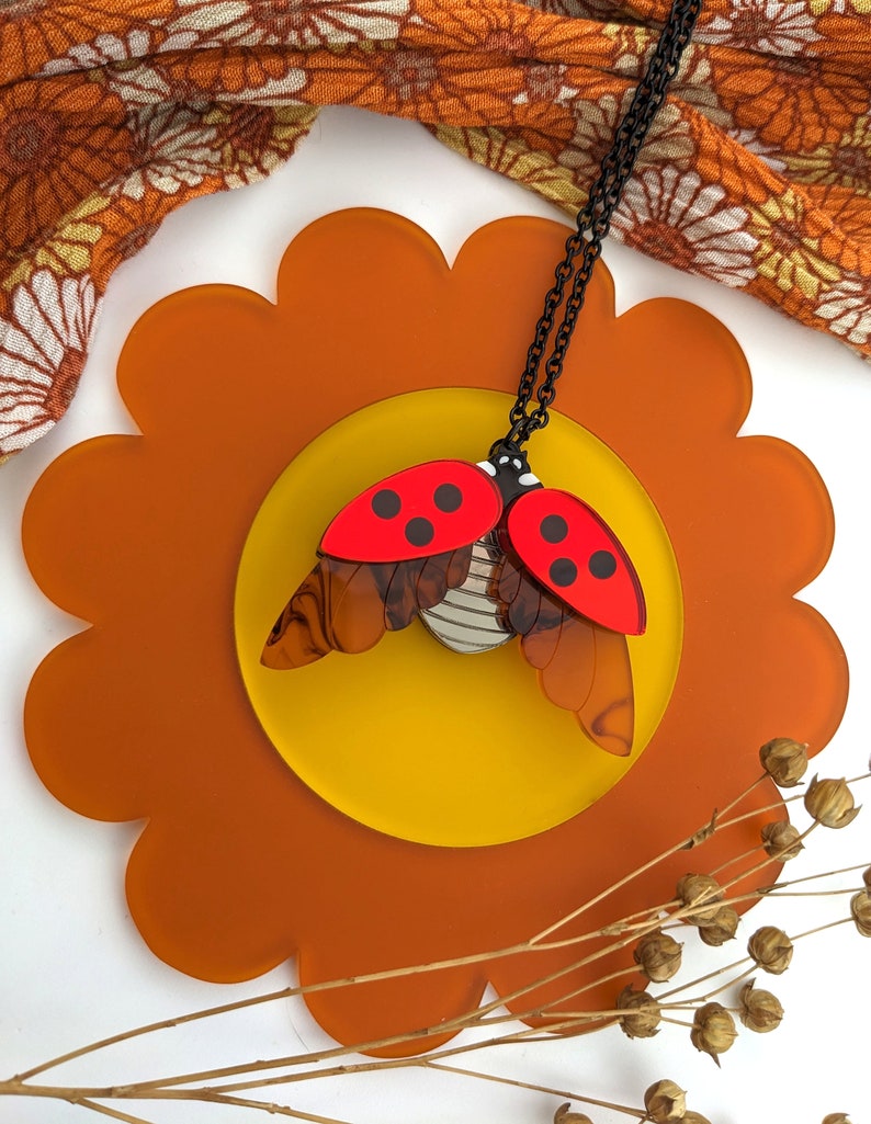 3 Colours PRE ORDER Ladybird Pendant, red ladybug, insect, beetle, laser cut, gift image 9