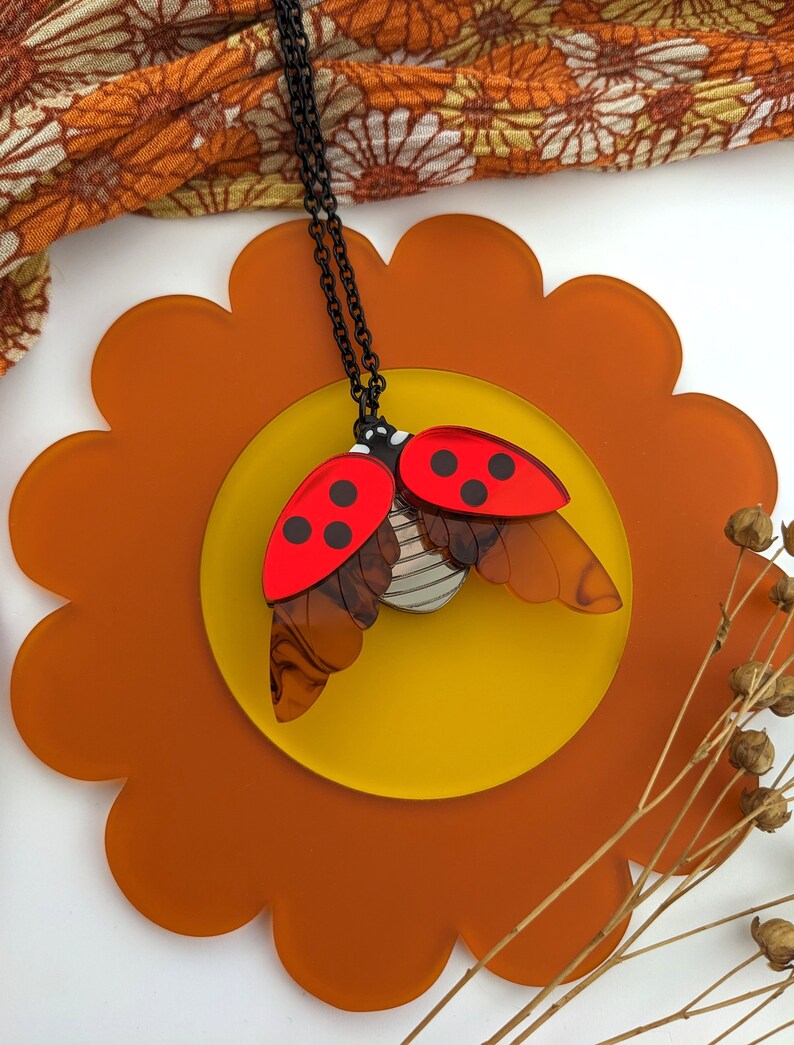3 Colours PRE ORDER Ladybird Pendant, red ladybug, insect, beetle, laser cut, gift image 10
