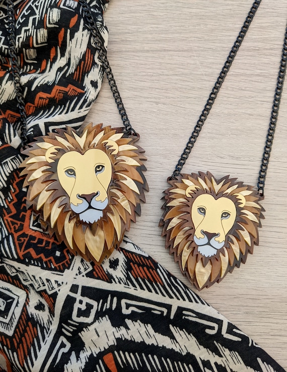 Lion Necklace 2 Sizes Black Chain Aslan Lion King Laser - Etsy