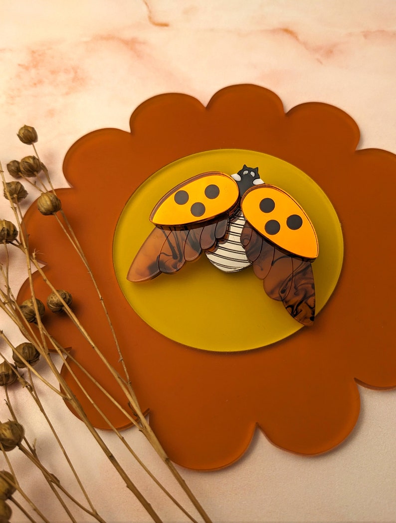 3 Colours PRE ORDER Ladybird Pendant, red ladybug, insect, beetle, laser cut, gift Orange Mirror