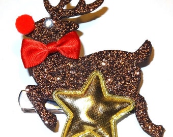 Brooch/Hair Clip "Rudi-Golden Star"