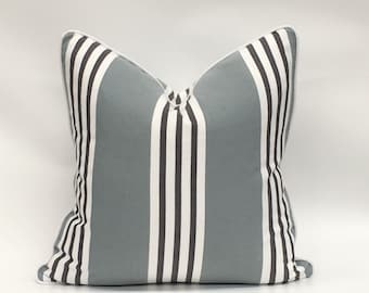 Funda de cojín decorativo / Almohada de lanzamiento / Almohada de acento - Raya náutica - Gris