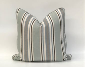 Funda de cojín decorativa / Almohada de tiro / Almohada decorativa - Funda de cojín de rayas de algodón / lona