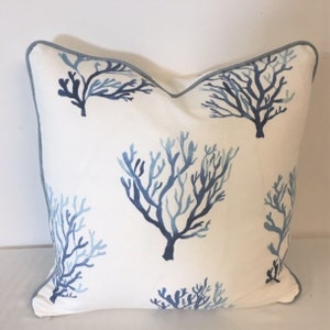 Decorative Cushion Cover | Throw Pillow | Accent Pillow - Lacefield Santorini Coral Cobalt Fabric