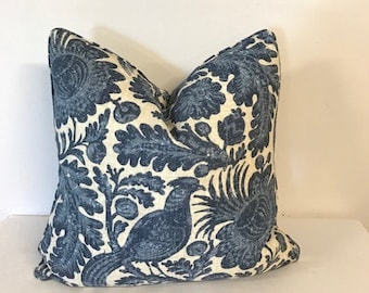 Cubierta decorativa del cojín / almohada de lanzamiento / almohada de acento / cojín al aire libre - Waverly Sun N Shade Tucker resiste Col Chambray