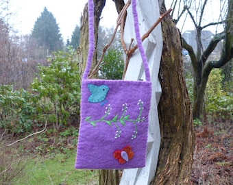 Hawanja Felt bag embroidered purple