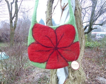 Hawanja felt bag flower light green/red