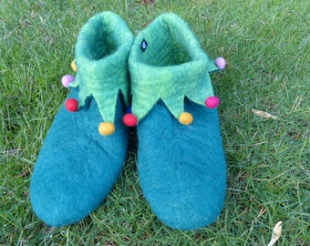 Hawanja felt slippers size 47 Harlequin Green