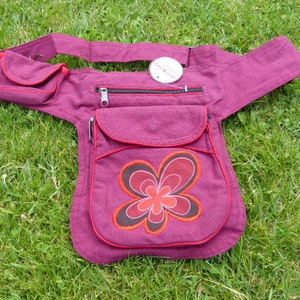 Hawanja belt bag eggplant with flower M or L image 2