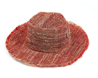 Hawanja chapeau de soleil de chanvre rouge