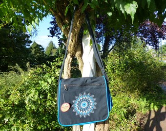 Hawanja Schultertasche Schwarz/blau mit Mandala