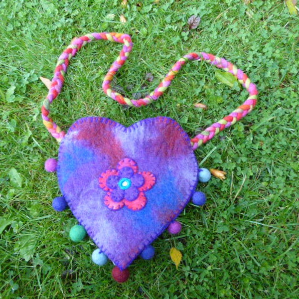 Hawanja Felt bag Heart purple