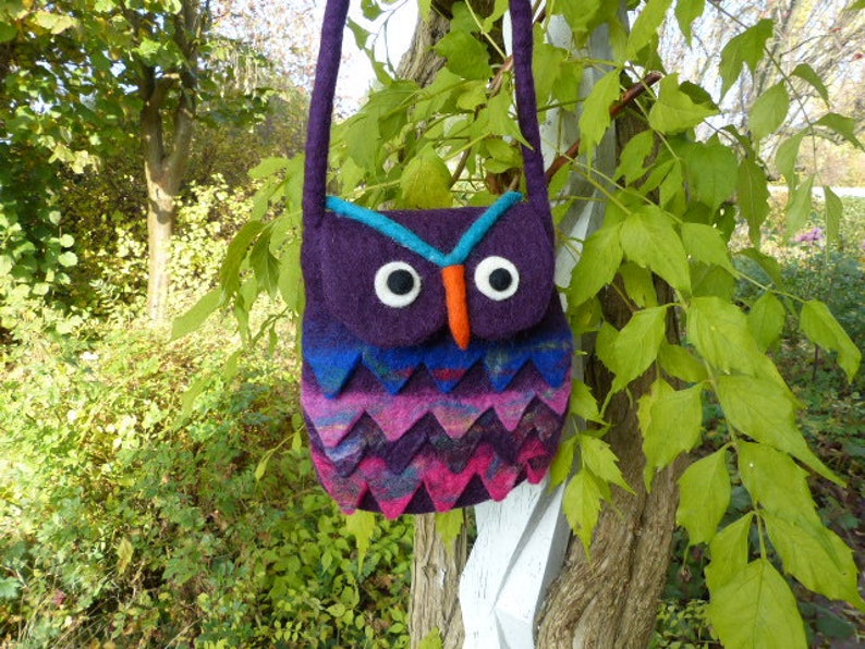 Hawanja-feutre sac violet hibou image 3