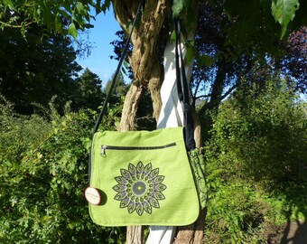 Sac à bandoulière Hawanja vert/noir avec mandala