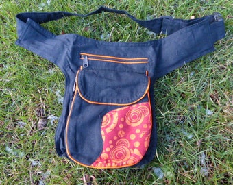 Hawanja Belt bag black with orange pattern