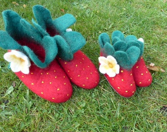 Hawanja felt slippers strawberry 36-44 (except 39, 40, 42)