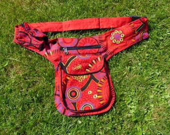 Hawanja torba na pasek czerwony wzorzyste