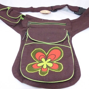 Hawanja sac de ceinture marron avec fleur image 2