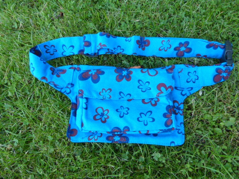 Hawanja sac de ceinture bleu avec des fleurs image 2