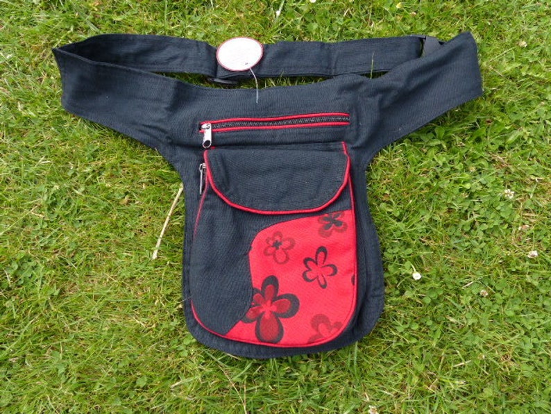 Hawanja ceinture sac noir/rouge fleur image 1