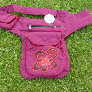 Hawanja belt bag eggplant with flower M or L image 1