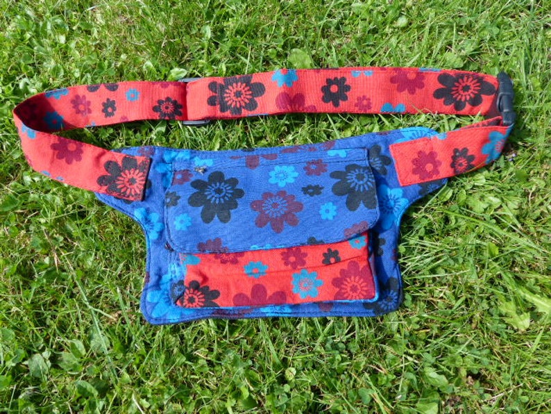 Fleur de Hawanja ceinture sac sombre bleu/rouge image 2