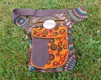 Hawanja kl. Sac à ceinture marron orange à motifs peace (Enfants)