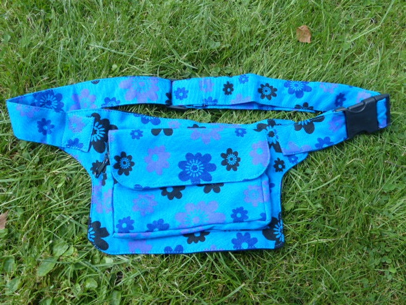 Hawanja sac de ceinture bleu avec des fleurs image 2