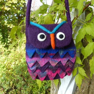 Hawanja-feutre sac violet hibou image 1