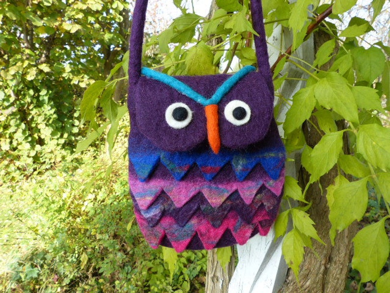 Hawanja-feutre sac violet hibou image 1