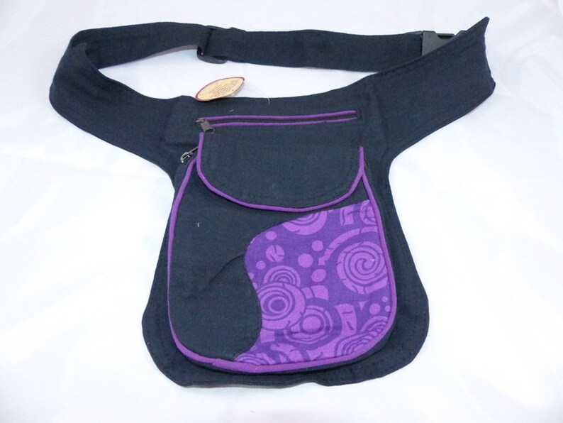 Hawanja Belt bag black with purple pattern image 1