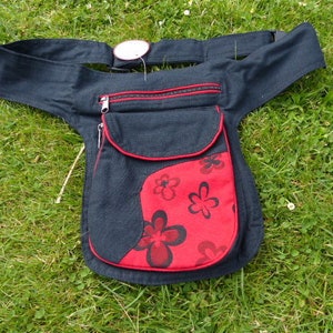 Hawanja ceinture sac noir/rouge fleur image 2