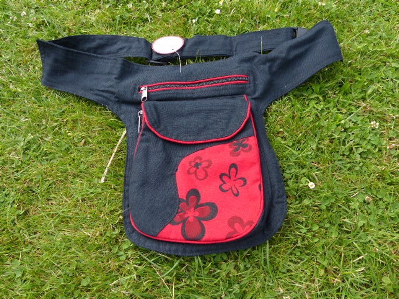 Hawanja ceinture sac noir/rouge fleur image 2