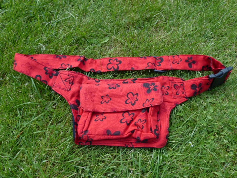 Hawanja fleurs de ceinture sac rouge image 2
