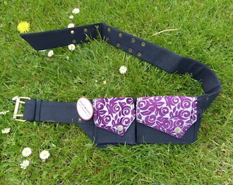 Hawanja de 2 pièces ceinture sac noir/violet