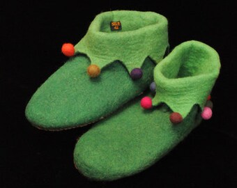 Hawanja 45 felt slippers Harlequin green
