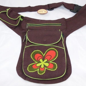 Hawanja sac de ceinture marron avec fleur image 1