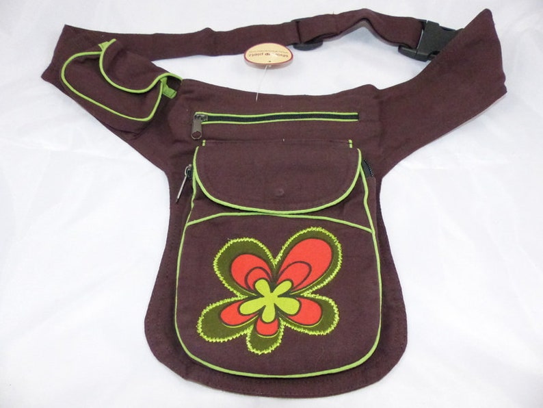 Hawanja sac de ceinture marron avec fleur image 1